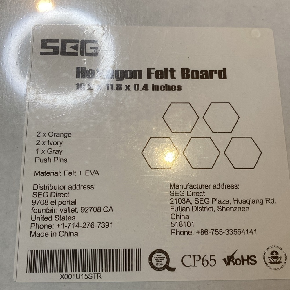 NWT felt hexagonal modular configurable bulletin board Orange ivory gray - Picture 12 of 12